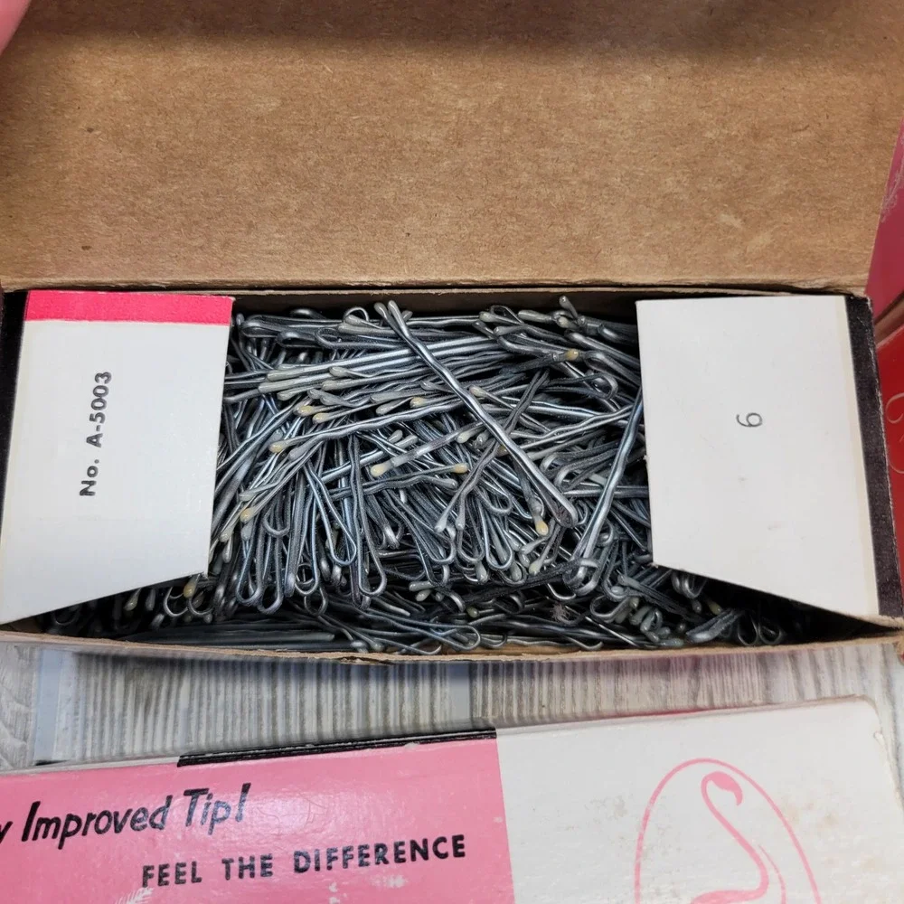 Lot of Flamingo Bob Pins Hair Ball Tipped Salon Set Professional Mid Century Vtg